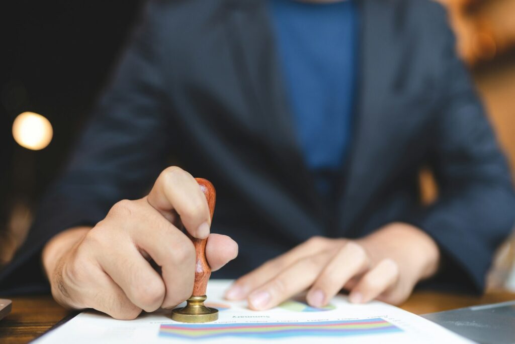 business approve and certificate concept, confirmation of business marketing document permit